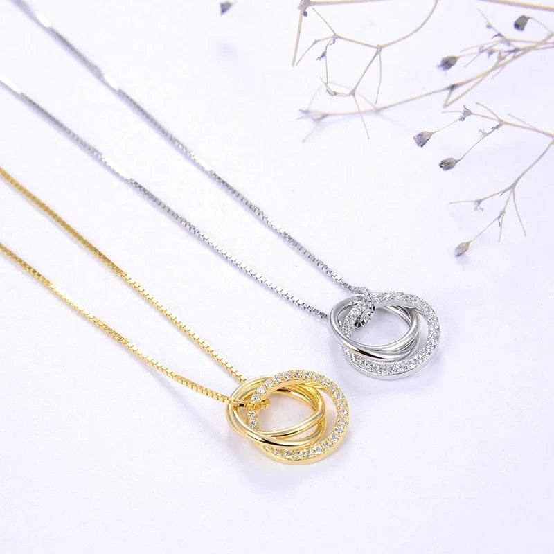 RINNTIN SN175 Fine Jewelry 925 Sterling Silver Necklace 18K Gold Plated Customized  Circle Pendant Necklaces