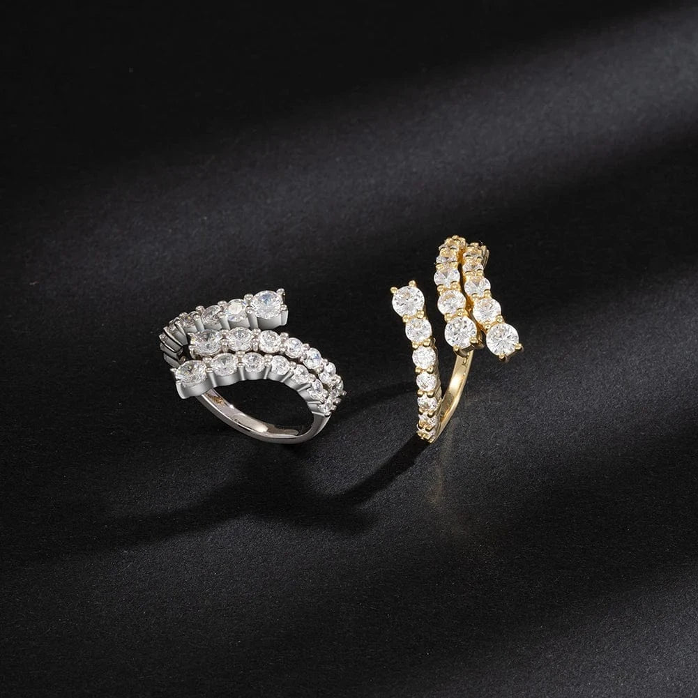 RINNTIN SR305 Fashion Fine Jewelry 14K Gold Plated Adjustable Custom Rings Zircon Price Rings Jewelry Women Sterling Silver 925