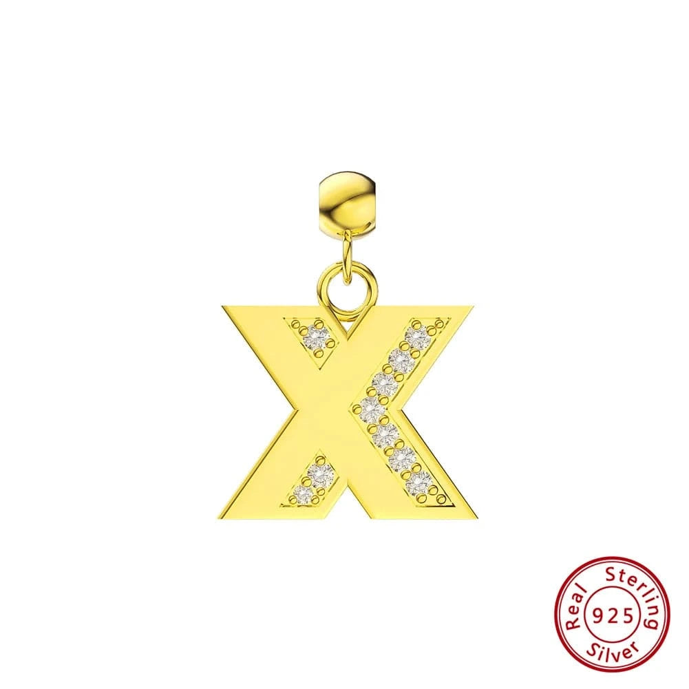 RINNTIN ZK New Arrival Customized Gold Plated S925 Silver Chain With Zircon Heart Charms Personalized Alphabet Letter Necklace