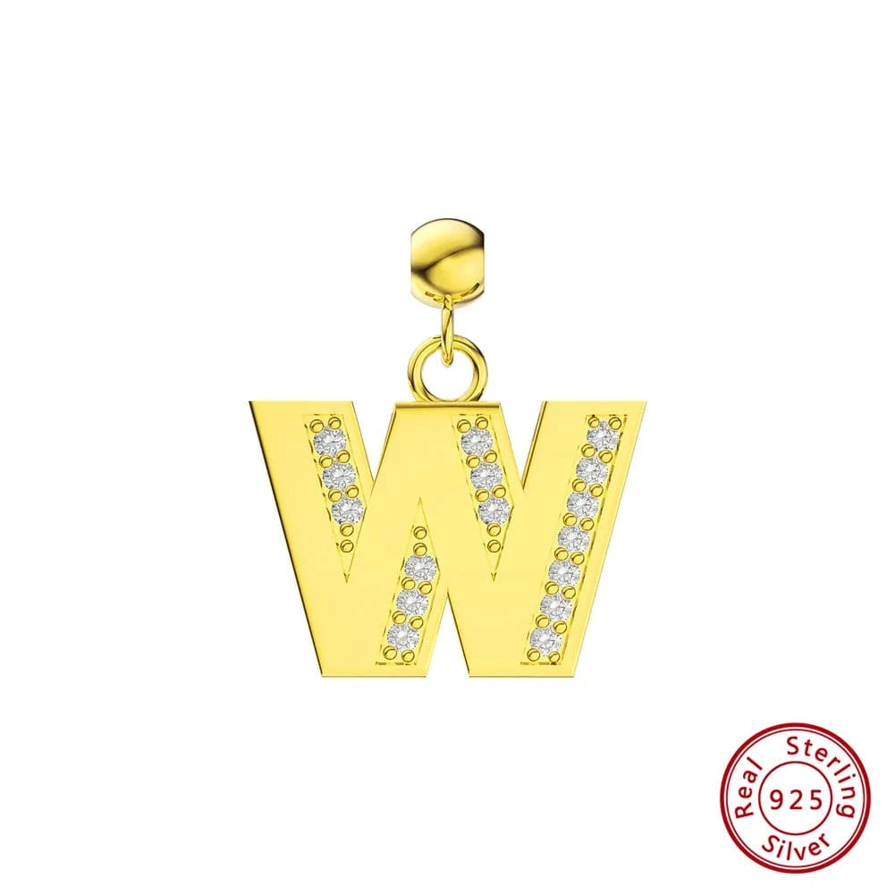 RINNTIN ZK New Arrival Customized Gold Plated S925 Silver Chain With Zircon Heart Charms Personalized Alphabet Letter Necklace