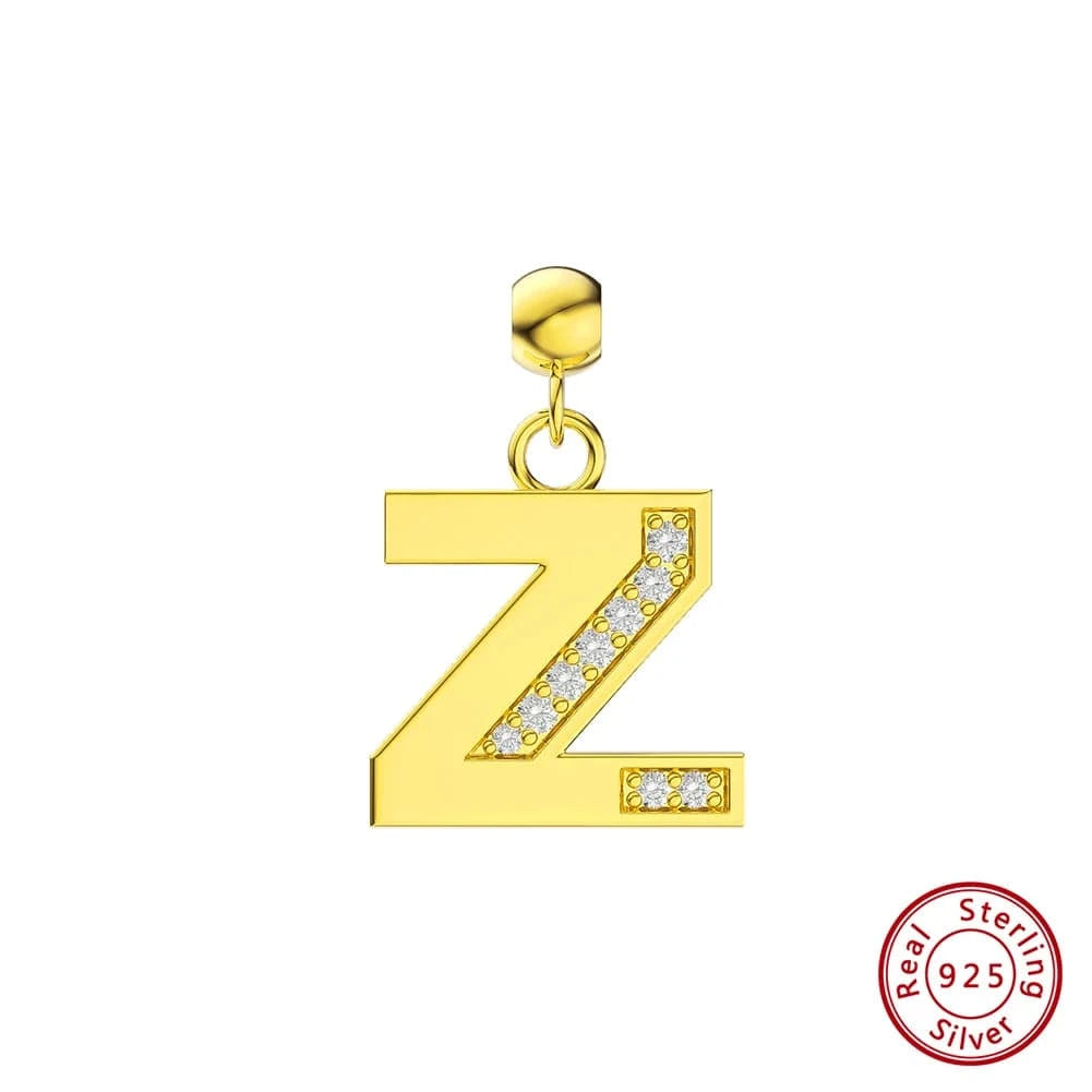 RINNTIN ZK New Arrival Customized Gold Plated S925 Silver Chain With Zircon Heart Charms Personalized Alphabet Letter Necklace
