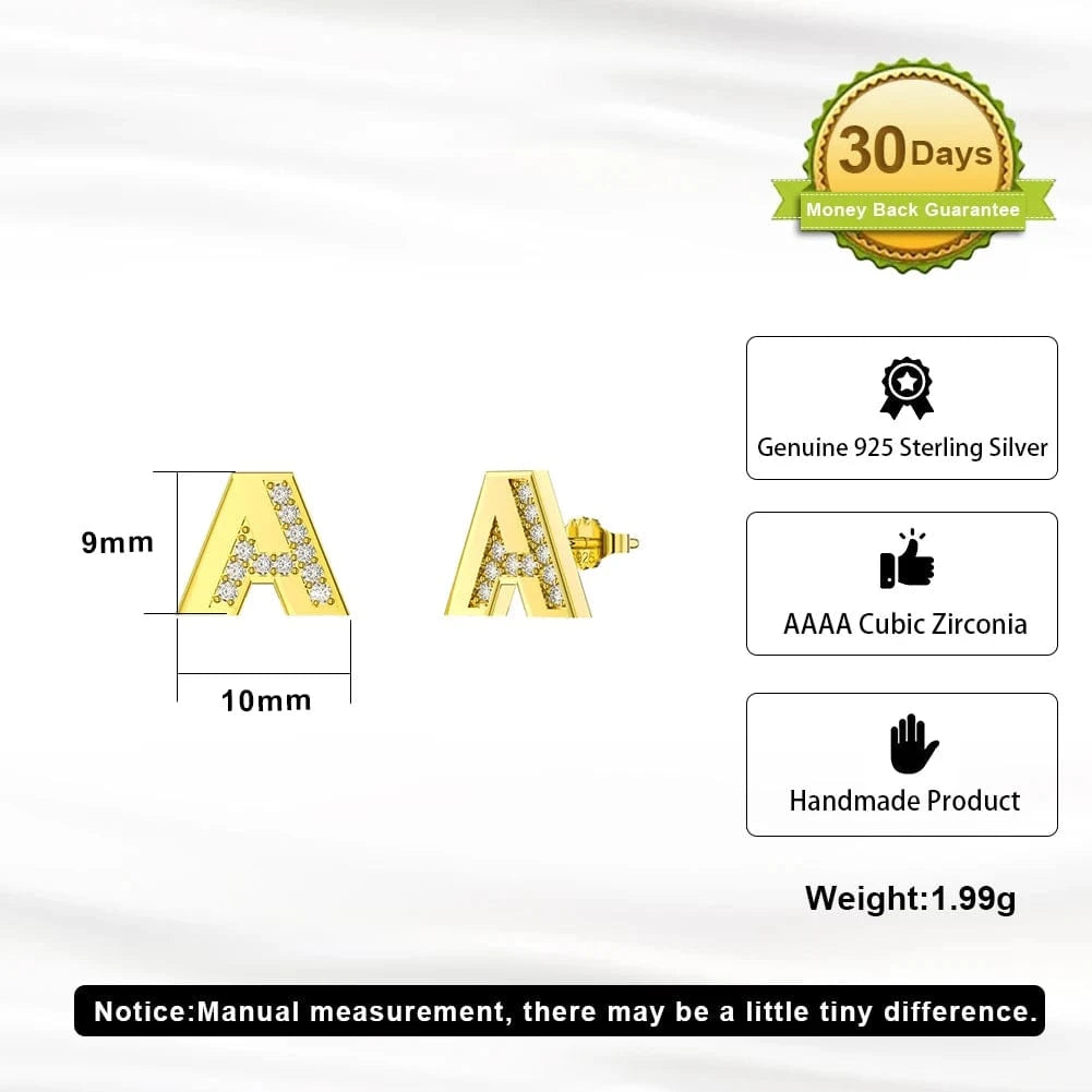 RINNTIN ZKE01 Fine Jewelry Earrings 2023 Zircon Letter Stud Earrings Silver 925 Sterling Women Wholesale Bulk Earring Alphabet