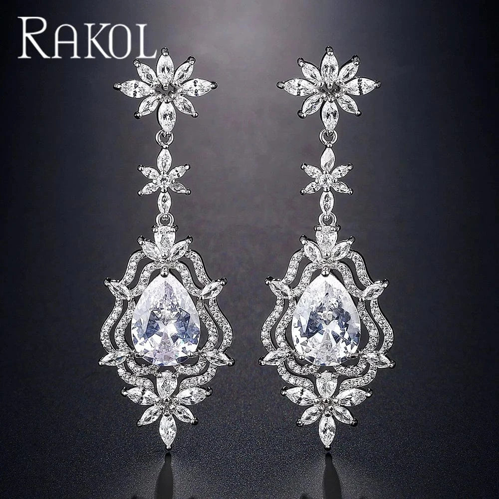 Rokol Ep1061 2022 New Arrival Wedding Luxury Earring Gold Plated Zircon Earrings Silver Earrings Wedding Jewelry High Quality