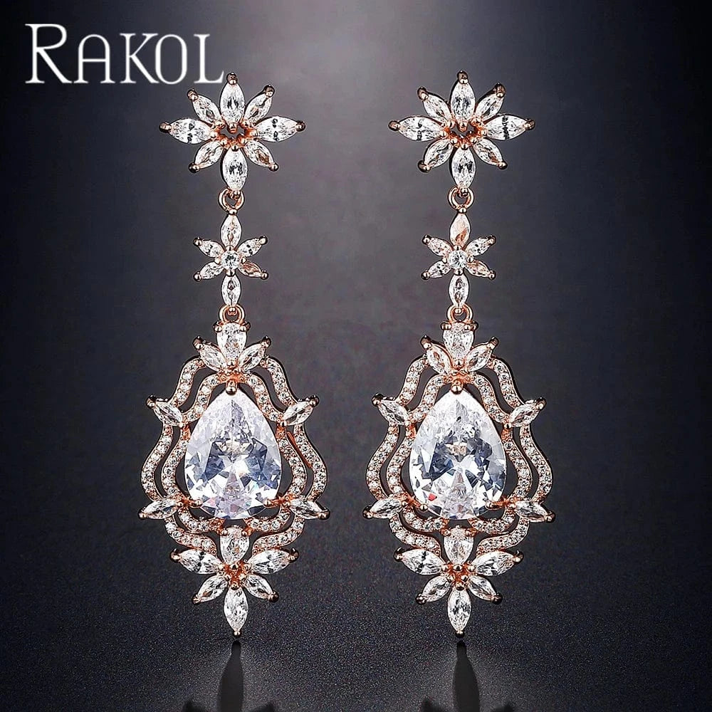 Rokol Ep1061 2022 New Arrival Wedding Luxury Earring Gold Plated Zircon Earrings Silver Earrings Wedding Jewelry High Quality
