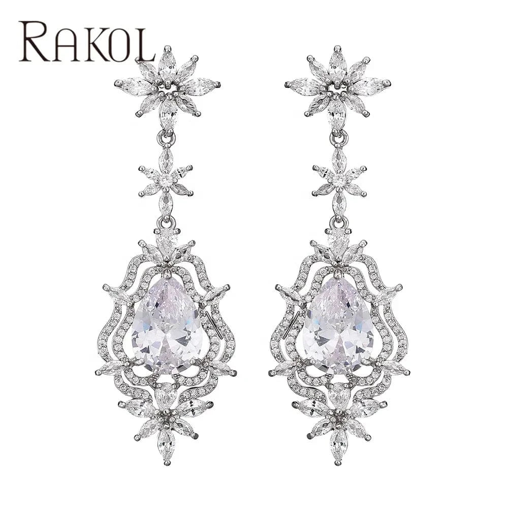 Rokol Ep1061 2022 New Arrival Wedding Luxury Earring Gold Plated Zircon Earrings Silver Earrings Wedding Jewelry High Quality