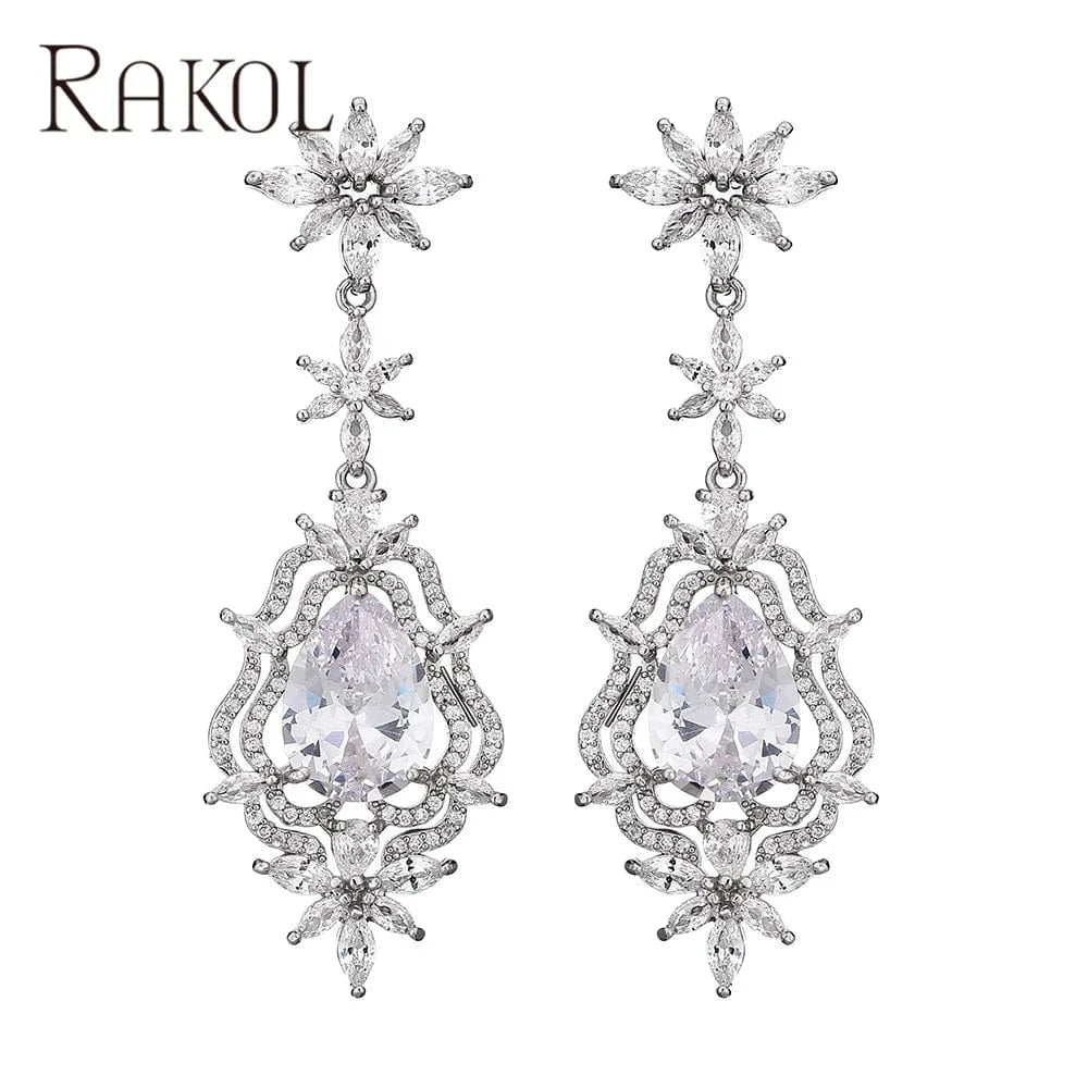 Rokol Ep1061 2022 New Arrival Wedding Luxury Earring Gold Plated Zircon Earrings Silver Earrings Wedding Jewelry High Quality