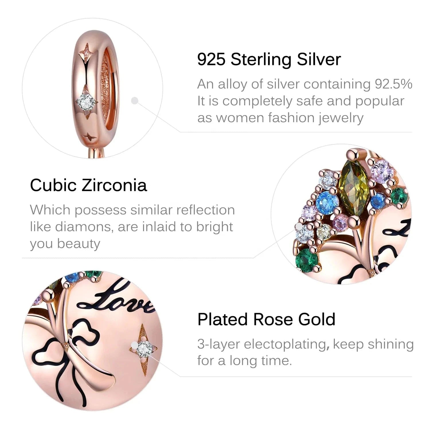 Romantic Bouquet Pendant 925 Sterling Silver with colorful CZ for Women charm bead Rose gold plated jewelry Bracelet Wholesale