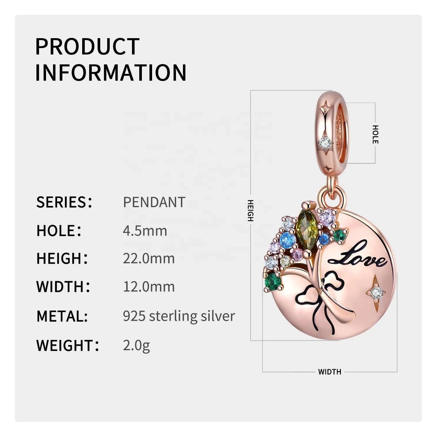Romantic Bouquet Pendant 925 Sterling Silver with colorful CZ for Women charm bead Rose gold plated jewelry Bracelet Wholesale
