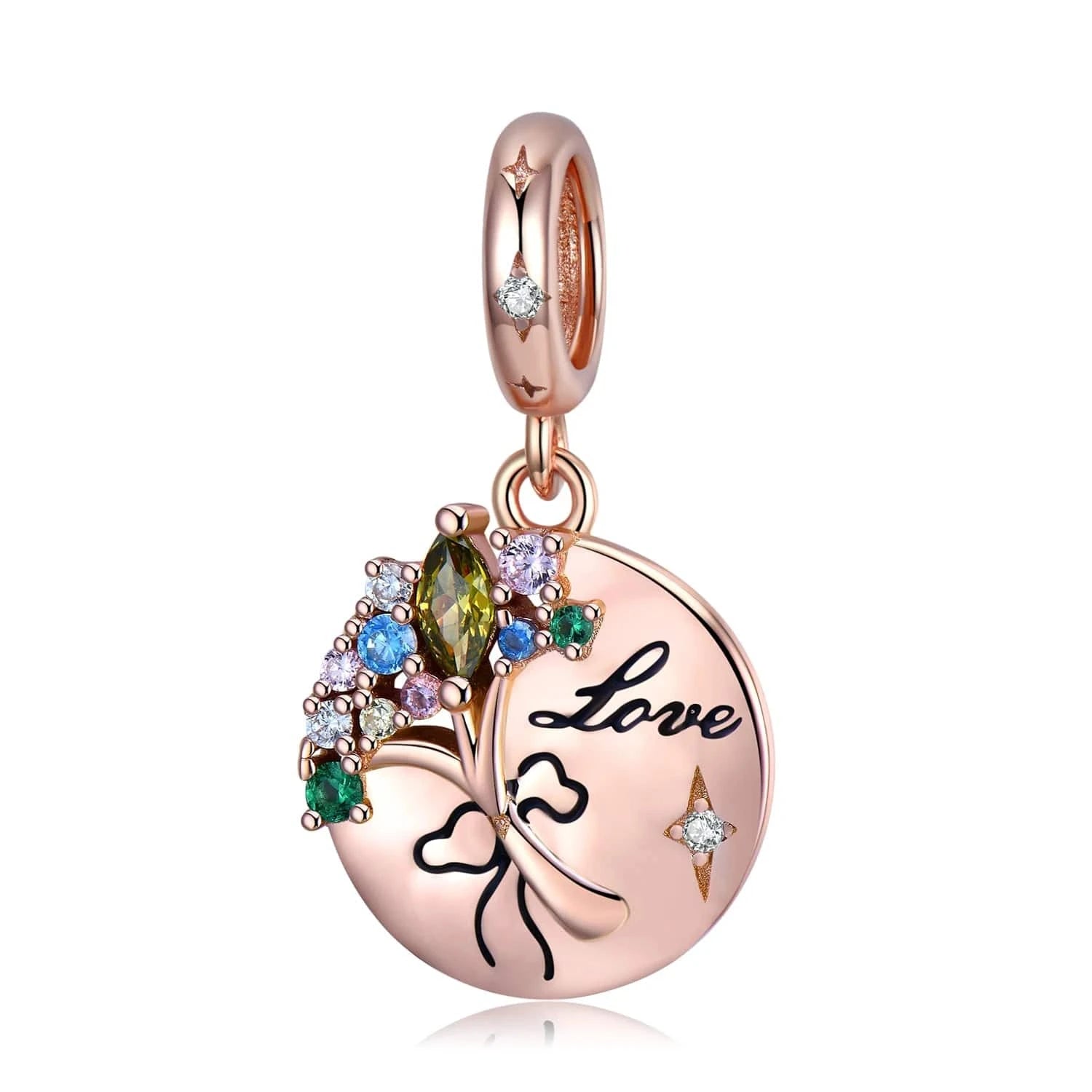 Romantic Bouquet Pendant 925 Sterling Silver with colorful CZ for Women charm bead Rose gold plated jewelry Bracelet Wholesale
