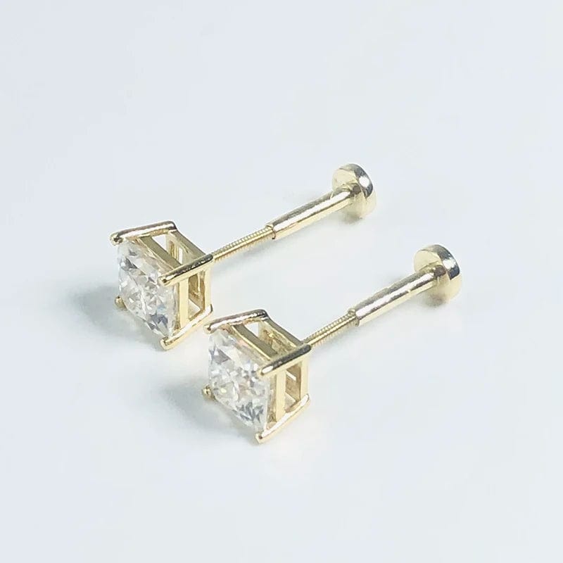 Romantic / moissanite earrongs 1 pair Princess shape moissanite gemstone earrings  14K  plated high quality  lady's jewelry