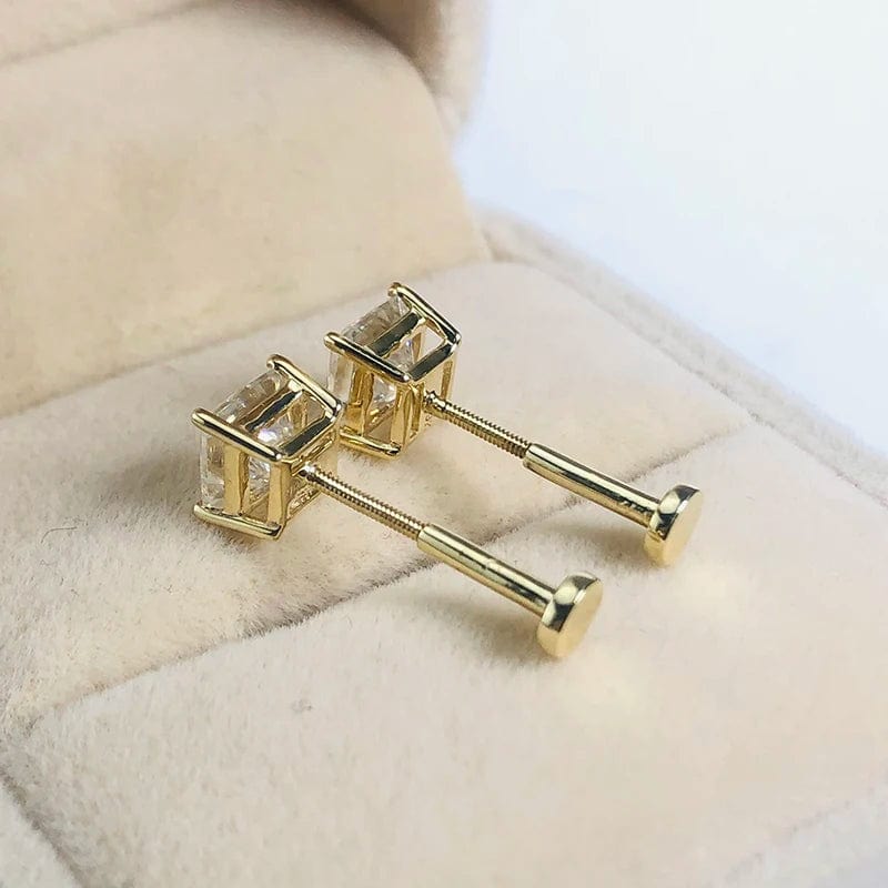 Romantic / moissanite earrongs 1 pair Princess shape moissanite gemstone earrings  14K  plated high quality  lady's jewelry