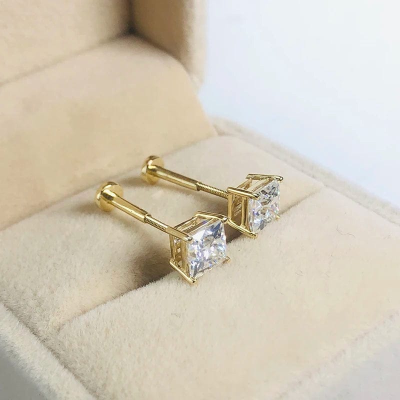 Romantic / moissanite earrongs 1 pair Princess shape moissanite gemstone earrings  14K  plated high quality  lady's jewelry