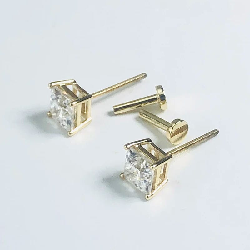 Romantic / moissanite earrongs 1 pair Princess shape moissanite gemstone earrings  14K  plated high quality  lady's jewelry