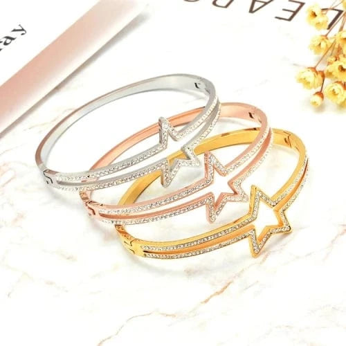 Rose Gold / ALZ-001-16 Modalen 316 Italian Jewellery Gold Bangles Accessories Fashion Woman Tarnish Free 18K Gold Womens Stainless Steel Jewelry