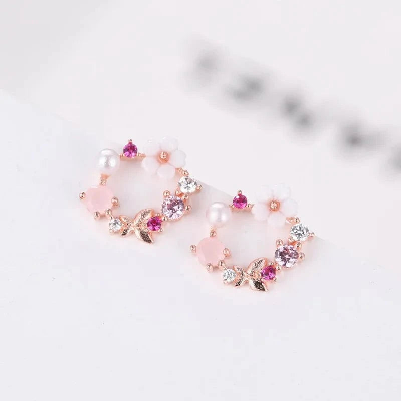 Rose Gold Factory Wholesale New Hot Fashion Rose Gold flower Earrings for Women Girls Gift Fashion Statement Jewelry Stud Earrings