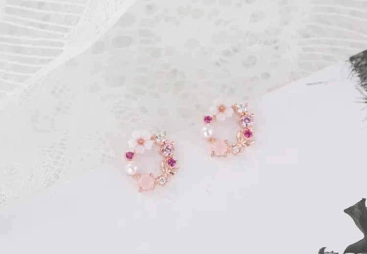 Rose Gold Factory Wholesale New Hot Fashion Rose Gold flower Earrings for Women Girls Gift Fashion Statement Jewelry Stud Earrings