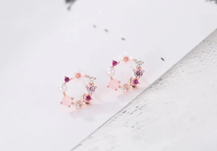 Rose Gold Factory Wholesale New Hot Fashion Rose Gold flower Earrings for Women Girls Gift Fashion Statement Jewelry Stud Earrings