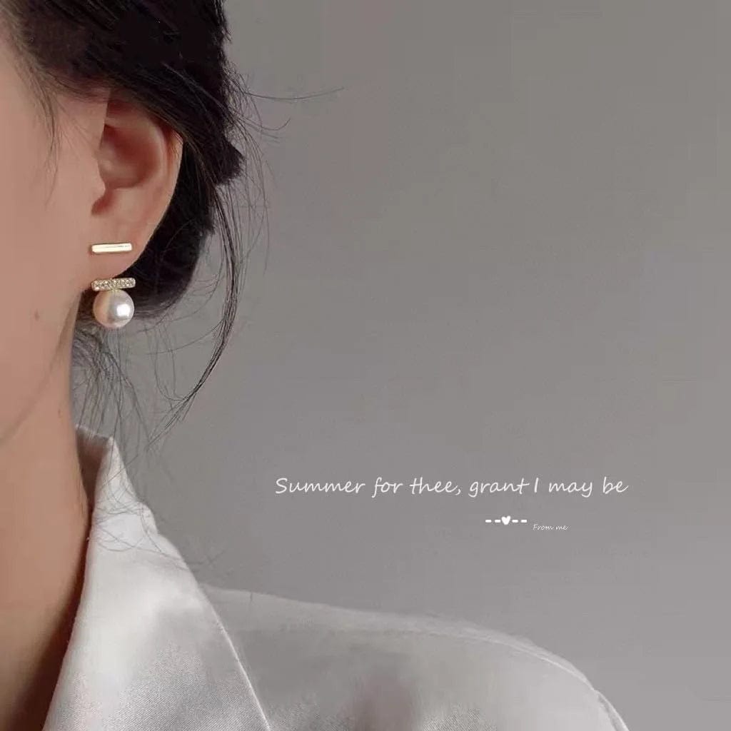 Rose Gold New Product Trendy Geometrical Design Women Accessories Jewelry Temperament Natural Pearl Statement Earrings Pure Gold Drop Earr