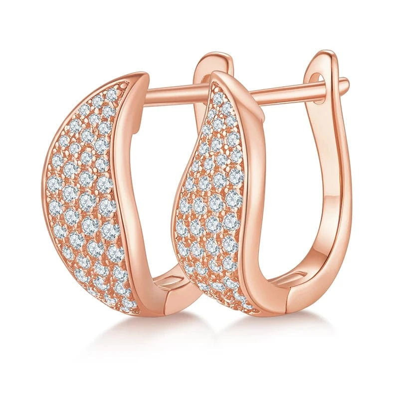 Rose Gold Plated Fully paved vvs moissanite huggie earrings women 925 silver white/rose/yellow gold plated hip hop earrings moissanite jewelry