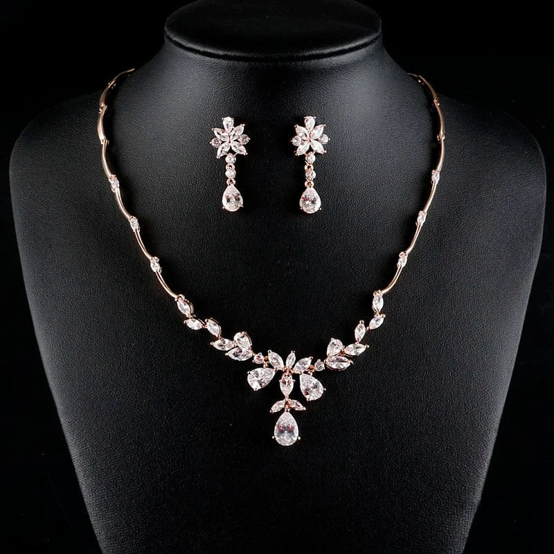 Rose gold RAKOL SP428 fashion jewelry trend for women wedding jewelry set