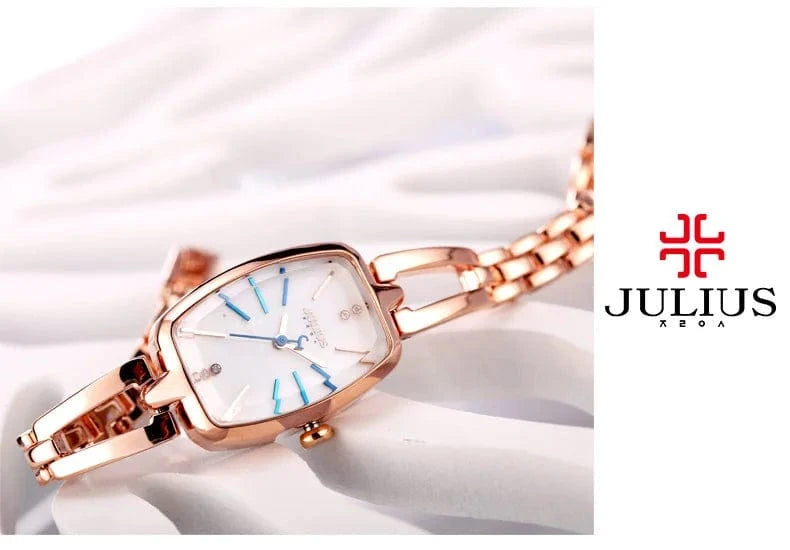 Rose Gold Top Julius Lady Women's Watch Mother-of-pearl Japan Quartz Fashion Hours Chain Lovely Business Girl Birthday Gift Box