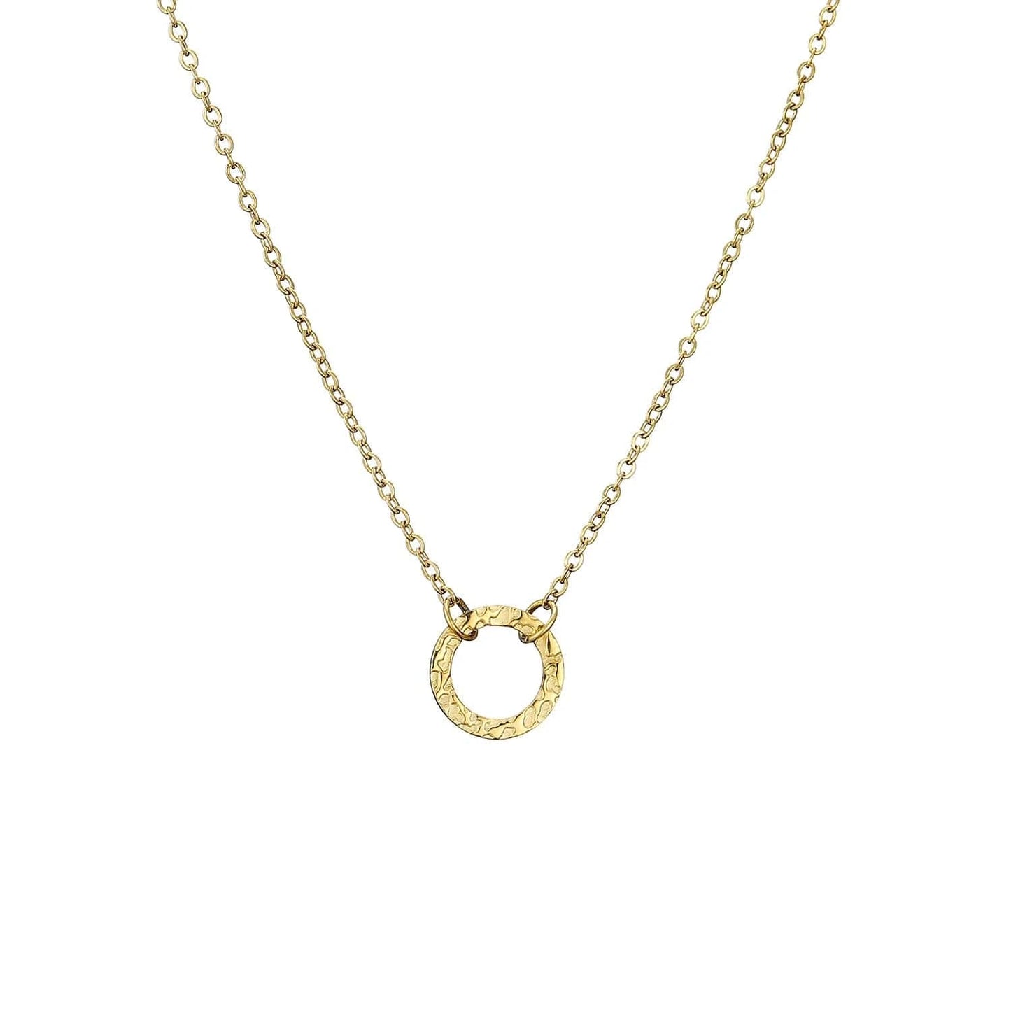 Rose Gold / YX14979 -9MM Dropshipping  Women Stainless Steel Open Circle Charm Necklace Dainty Tiny Circle Pendant Necklace Gold Silver