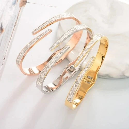 Rose Gold / ZC-0528 Modalen 316 Italian Jewellery Gold Bangles Accessories Fashion Woman Tarnish Free 18K Gold Womens Stainless Steel Jewelry