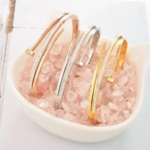 Rose Gold / ZC-0536 Modalen 316 Italian Jewellery Gold Bangles Accessories Fashion Woman Tarnish Free 18K Gold Womens Stainless Steel Jewelry