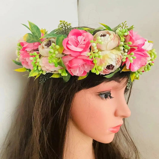 Rose Headband for wedding party floral Artificial graduation accessories Island frangipani plumerial hibiscus tiara hairpin clip