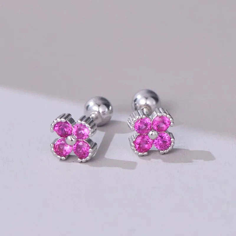 Rose Red Hot Sale Pure Fine Earrings Zircon Ear stud S925 Sterling Silver CZ Flower Trendy Stud Earrings Jewelry For Women gift jewelry