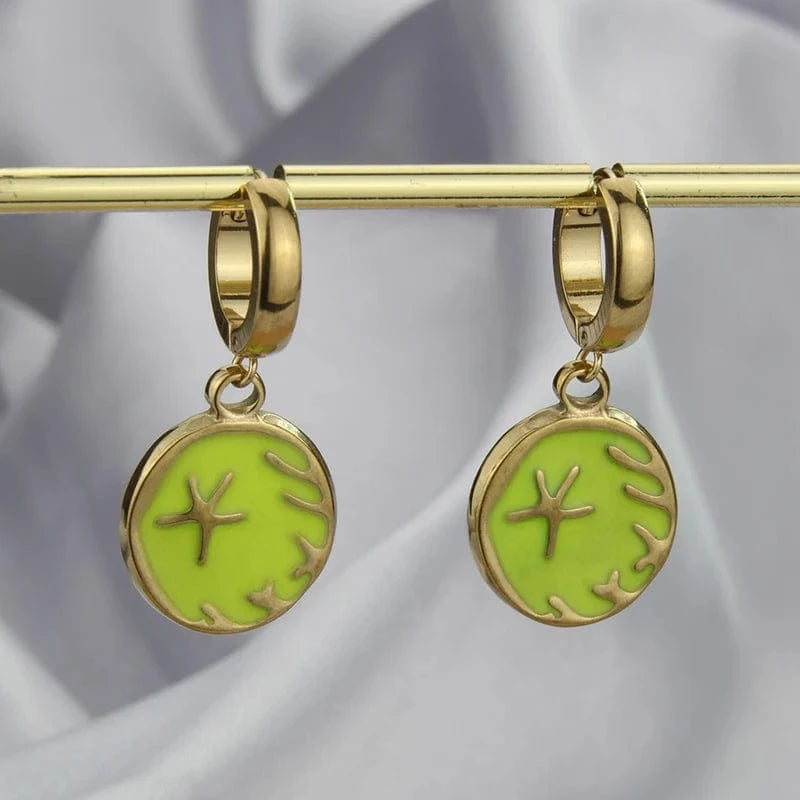 round / 07 Multicolor Jewelry Set Starfish Pattern 18k Gold Plated Stainless Steel Pendant Necklace Waterproof Chains Choker Jewelry