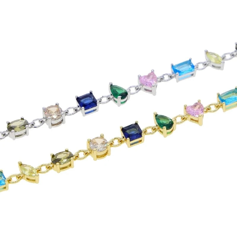 Round Square Rectangle Oval Heart Tear Drop Water Drop Marquise Geometric Colorful Multi Shapes CZ Necklace For Women Jewelry