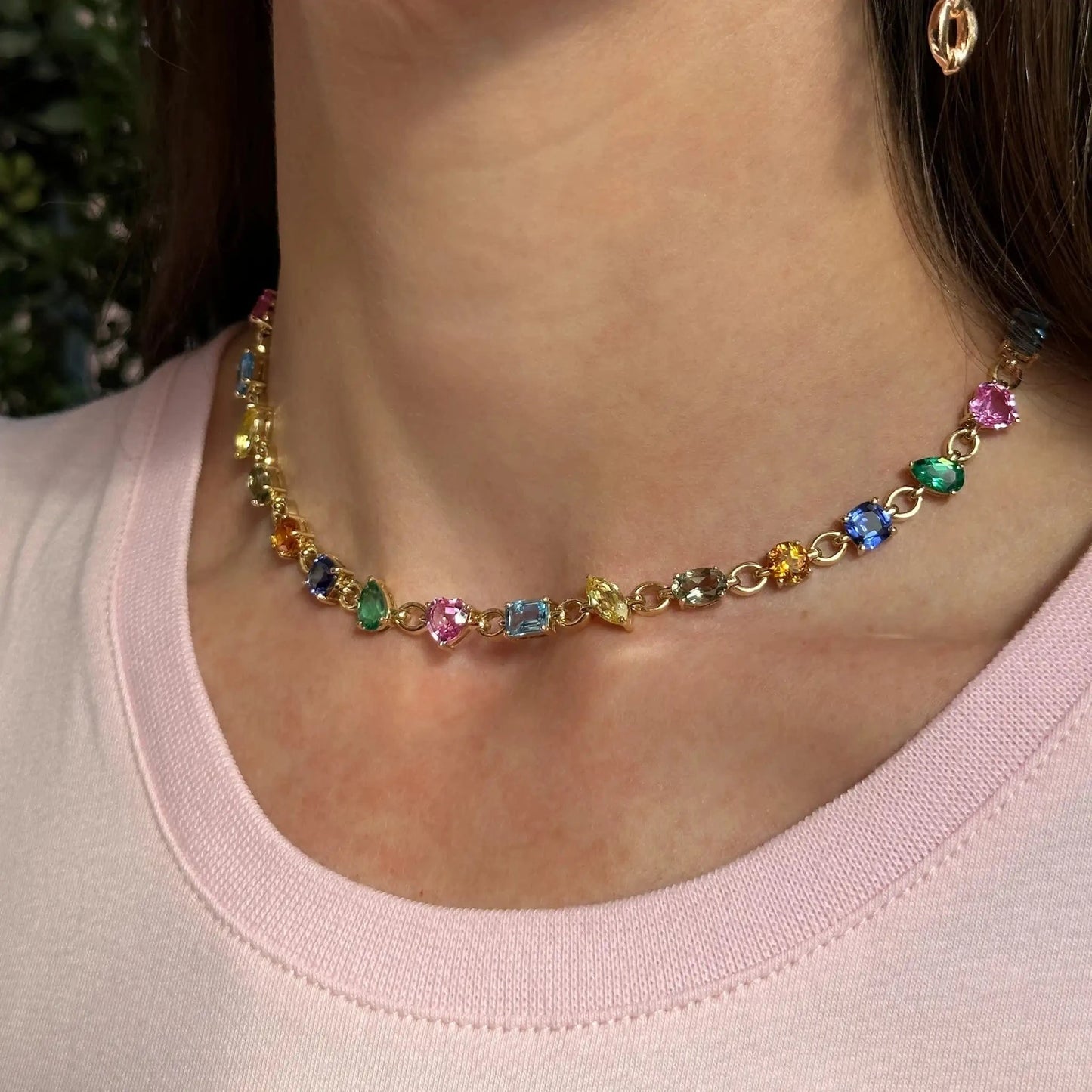 Round Square Rectangle Oval Heart Tear Drop Water Drop Marquise Geometric Colorful Multi Shapes CZ Necklace For Women Jewelry