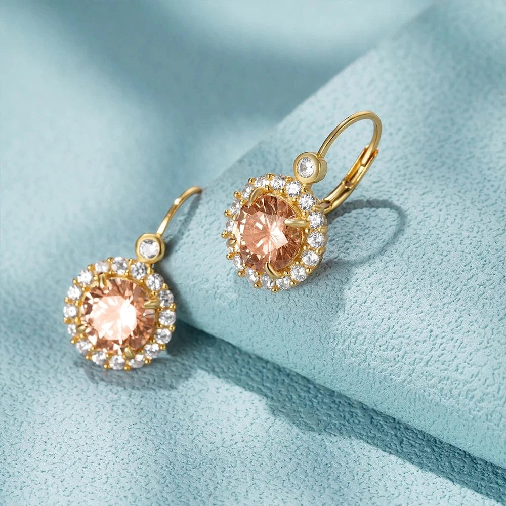 Roxi New Design Hoop Earrings Trendy 5A Zircon Fine Jewelry For Women 925 Silver Luxury Champagne Gemstone Pendant Hook Earring