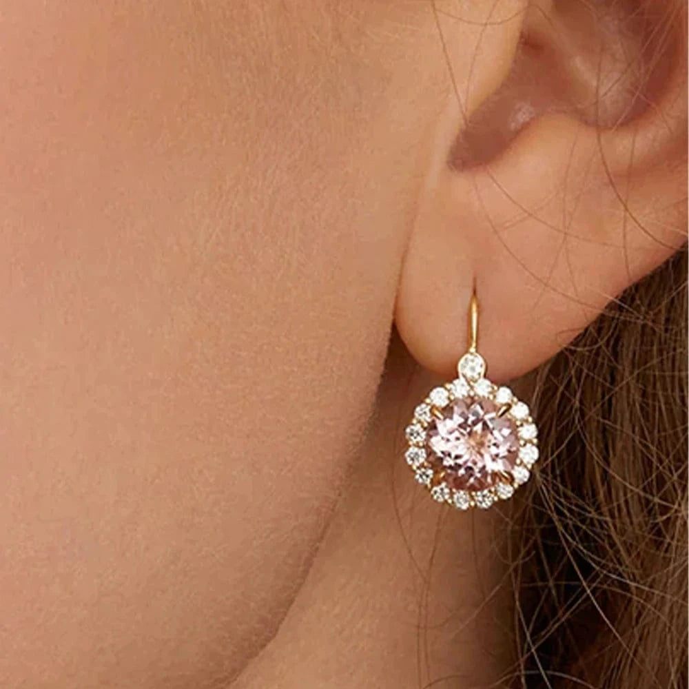 Roxi New Design Hoop Earrings Trendy 5A Zircon Fine Jewelry For Women 925 Silver Luxury Champagne Gemstone Pendant Hook Earring