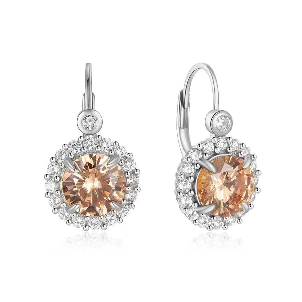 Roxi New Design Hoop Earrings Trendy 5A Zircon Fine Jewelry For Women 925 Silver Luxury Champagne Gemstone Pendant Hook Earring