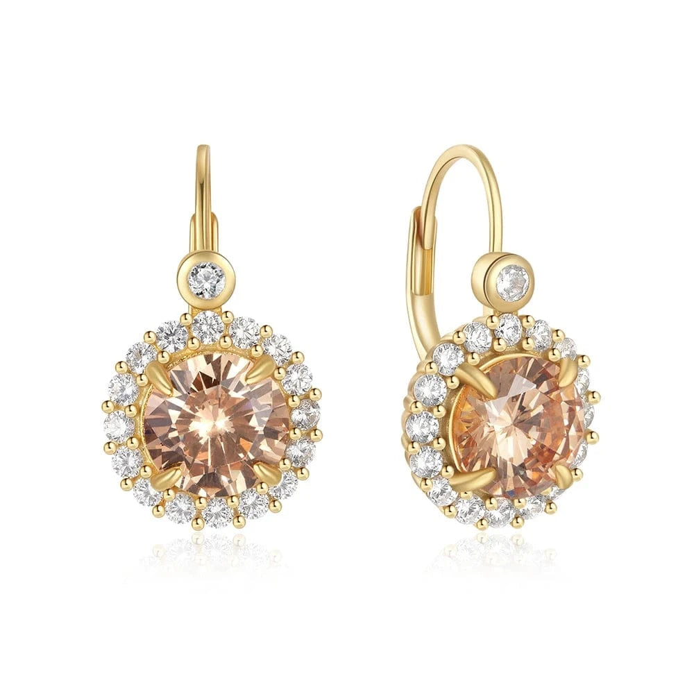 Roxi New Design Hoop Earrings Trendy 5A Zircon Fine Jewelry For Women 925 Silver Luxury Champagne Gemstone Pendant Hook Earring