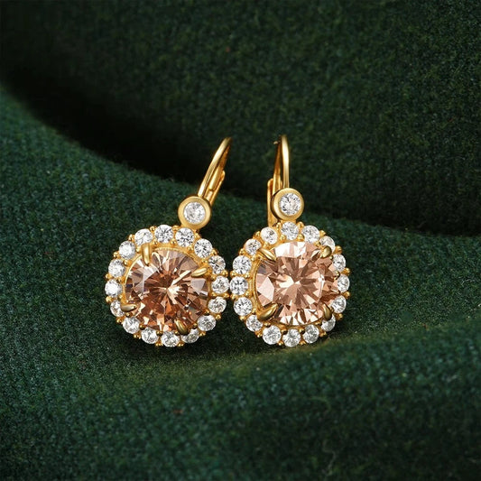 Roxi New Design Hoop Earrings Trendy 5A Zircon Fine Jewelry For Women 925 Silver Luxury Champagne Gemstone Pendant Hook Earring