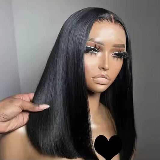 Royce 100% High Quality Virgin Human Hair Wigs Bob Raw Bone Straight Natural  Short Bob Wigs ,13x4 Swiss Lace Bob Wig For Women