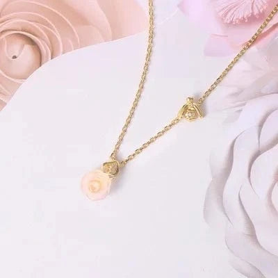 RST Women Conjuntos de Joyas 14K Gold Plated 925 Sterling Silver Flower Rose Quartz Jewelry Set V069