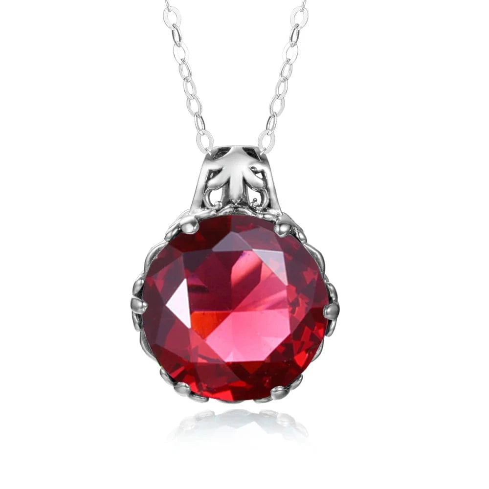 Ruby Vintage Women Aquamarine Gemstone Pendant 925 Silver Necklace Pendant Gemstone Wedding Jewelry