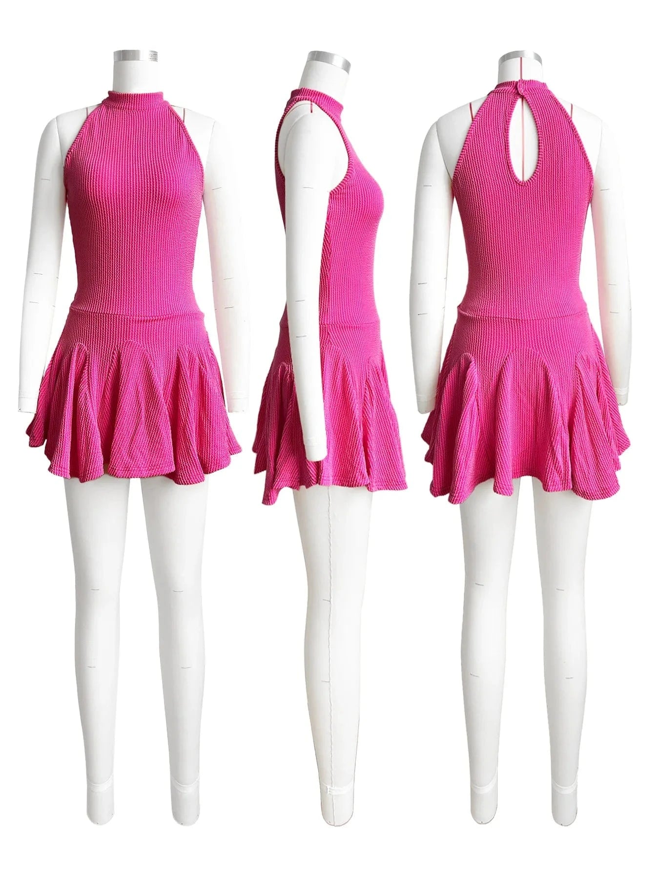 Ruffle Hem Stretch Short Ladies Dress Sport Sexy 2024 Summer Mini Sleeveless Knit Y2K Trendy Women's Dresses With Safety Pants