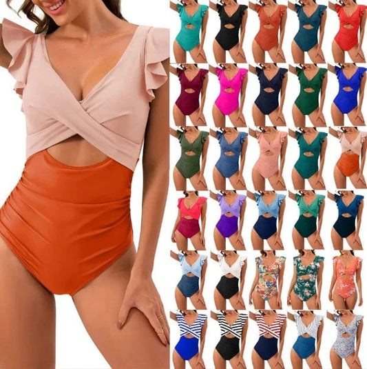 Ruffles Swimsuit Beachwear One Piece Swimwear Slim Bathing Suit monokini swimwear women 2024