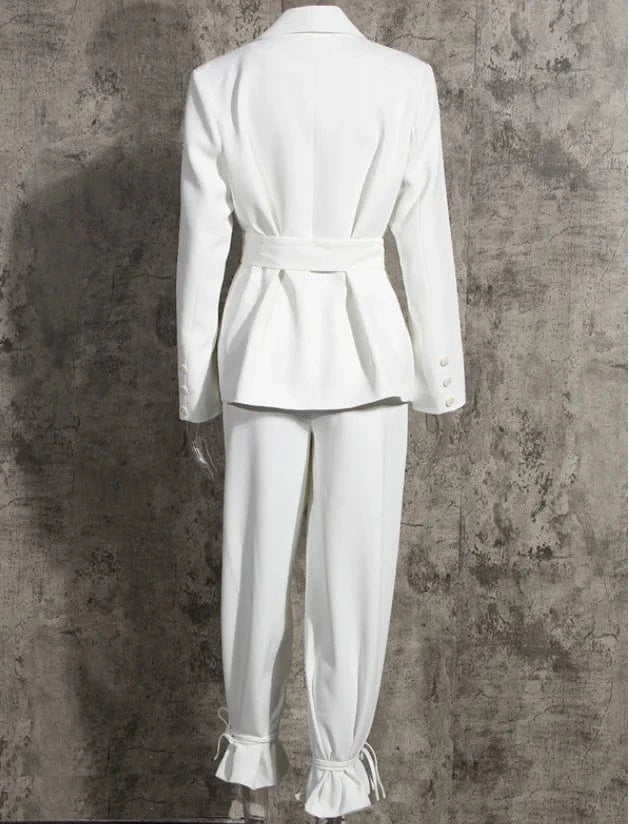 Runwaylover 2025 Korean Style 2023 Ladies Fashion V-Neck Blazer Coats And Pants Suit