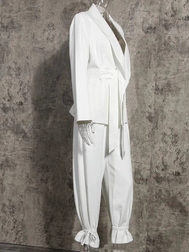 Runwaylover 2025 Korean Style 2023 Ladies Fashion V-Neck Blazer Coats And Pants Suit