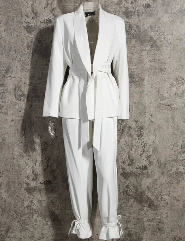 Runwaylover 2025 Korean Style 2023 Ladies Fashion V-Neck Blazer Coats And Pants Suit