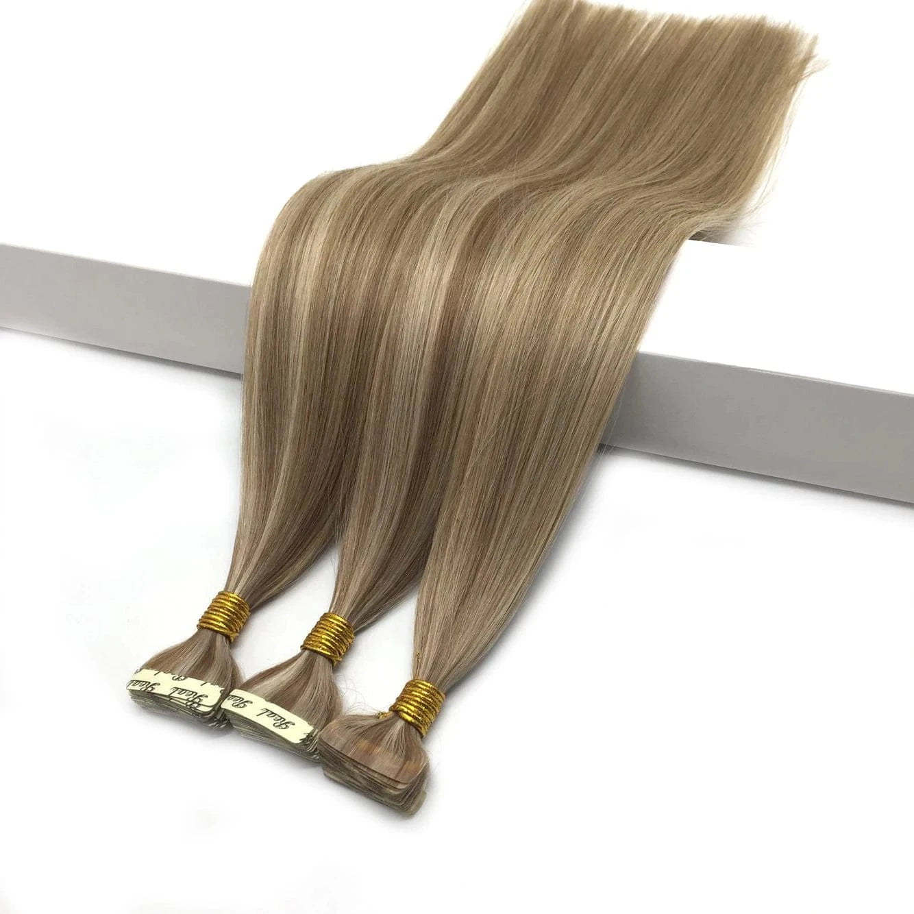 Russian Balayage Skin Weft 100% Ombre Double Drawn Remy Human Hair extension Tape in Ponytail Custom Hair Products