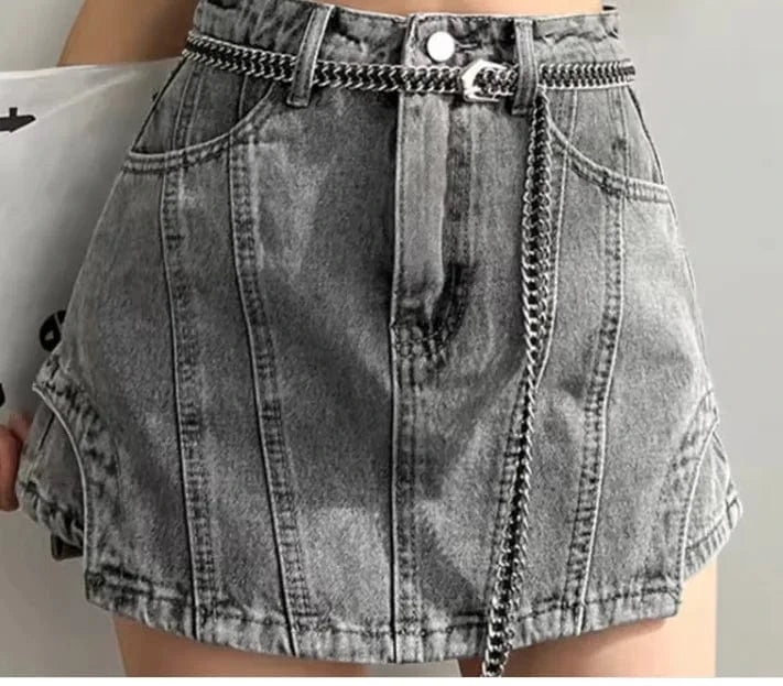 S / 1 2022 Spring Summer New Arrival Fashion Design Gray Irregular Denim Shorts Skirt Women Short Jeans