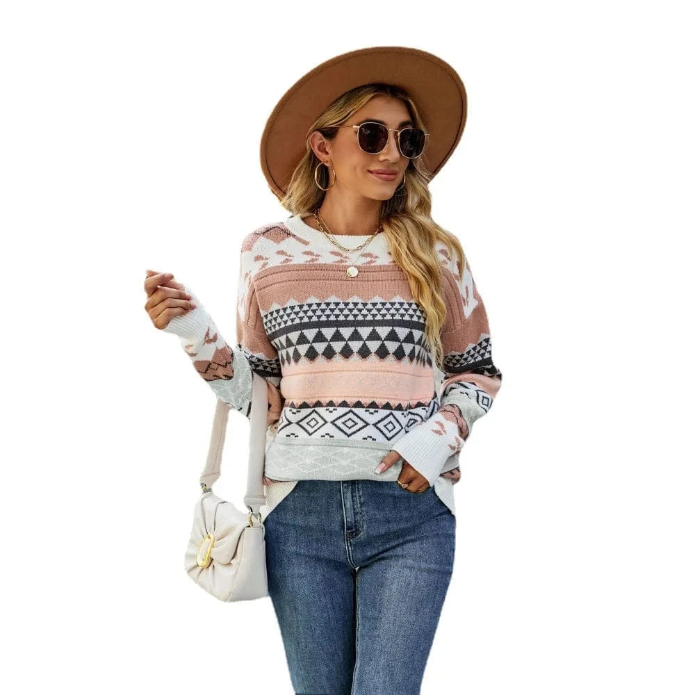 S / 1 YIYI Hot Sale Round Neck Crew Soft Girls Sweaters Fashion Patterns Warm Ladies Sweaters Plus Size Women's Sweaters