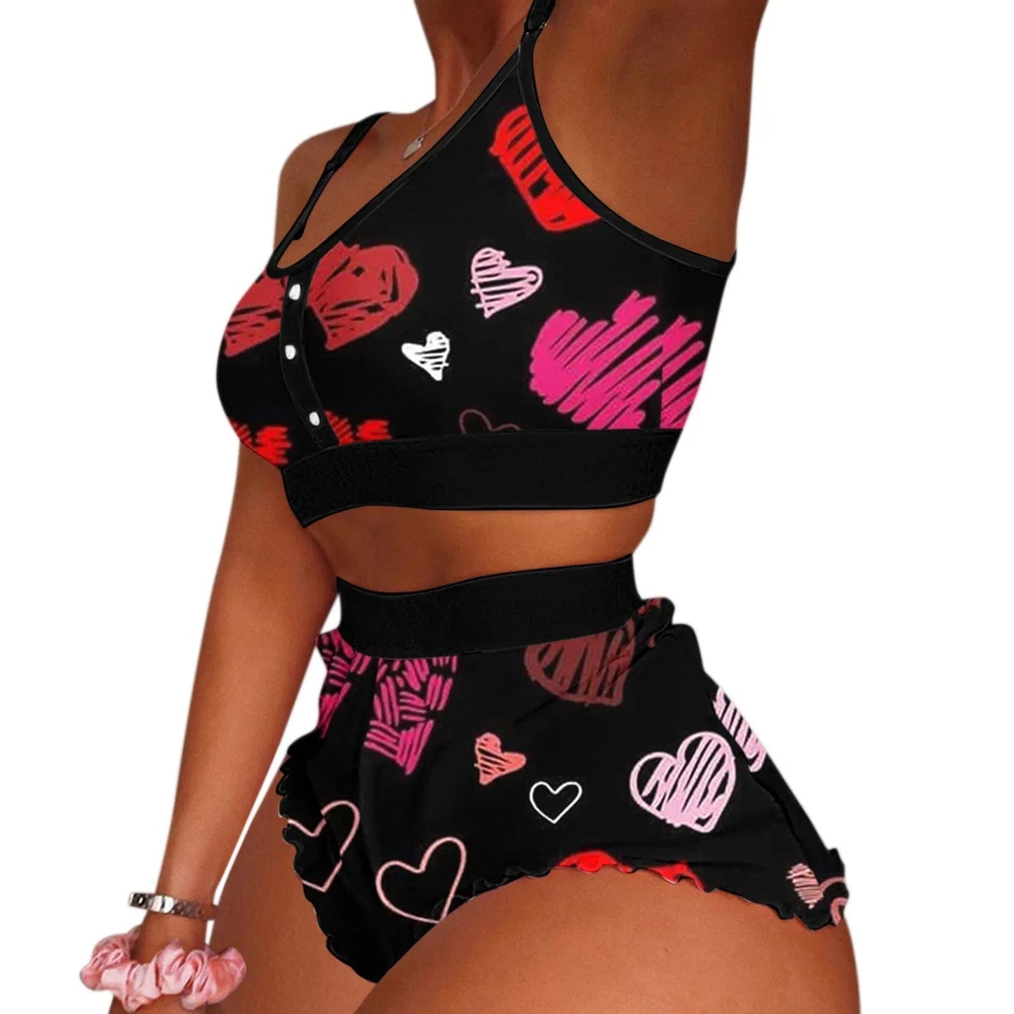 S / 10 Hot Stripe Print Pajamas Women Sleeveless Cami Short Lingerie Sleepwear Set Fashion Sexy Home Ladies Underwear Pajamas Set